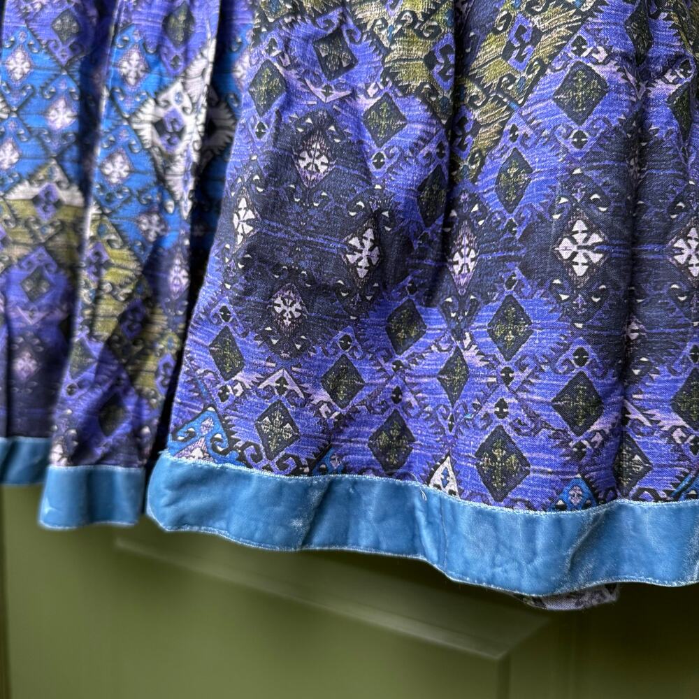 NWT Ro's Garden Frilly Midi Boho Folk Hippie Gypsy Skirt Lachen Blue Purple XS - Picture 2 of 5